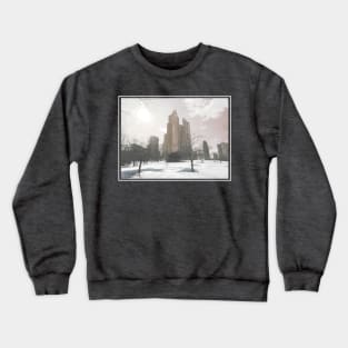 Snowy Chicago architecture photography, melancholic edit Crewneck Sweatshirt